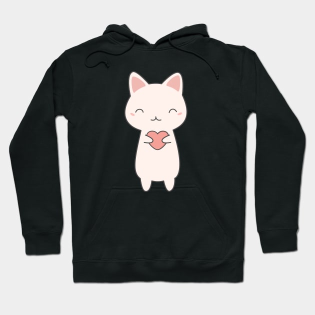 Cute Kawaii Cat With Hearts Hoodie by happinessinatee